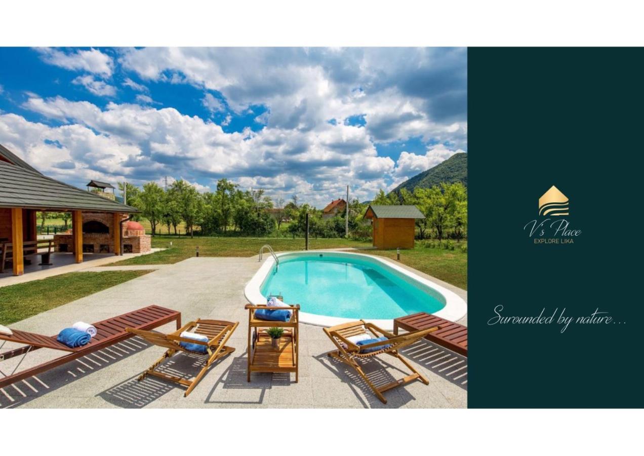 V'S Place - Wooden House With Heated Pool And Outdoor Sauna Otočac Exterior foto